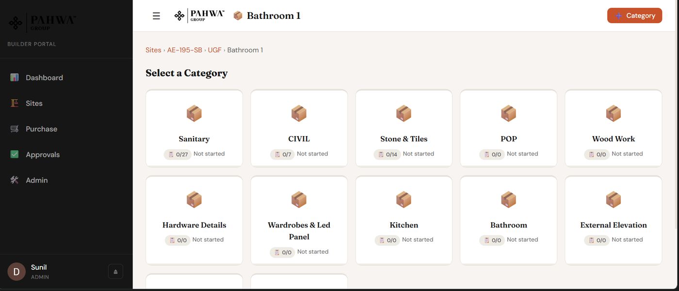 BuildSelect item selection table
