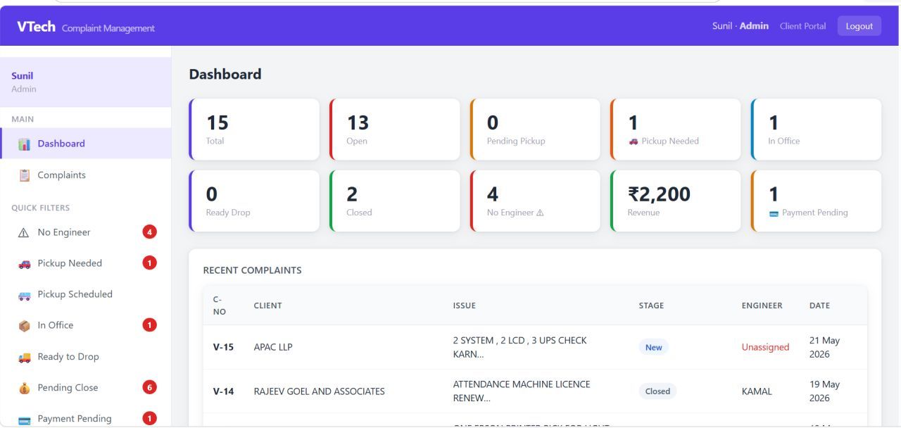 VTech CMS dashboard