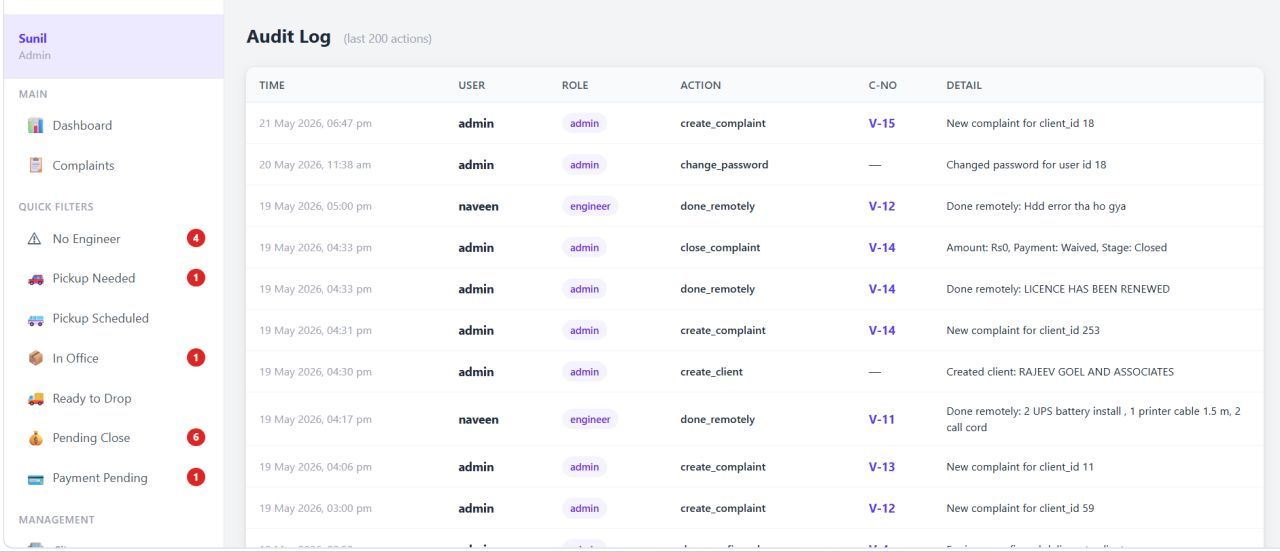 VTech CMS audit log